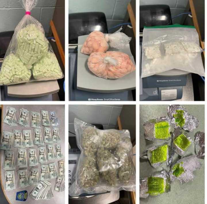 Illegal narcotics allegedly seized during a traffic stop on Route 56