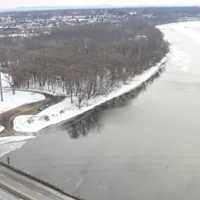 <p>Photos of the Connecticut River taken by the MSP Air Wing flight crew on Feb. 11.</p>