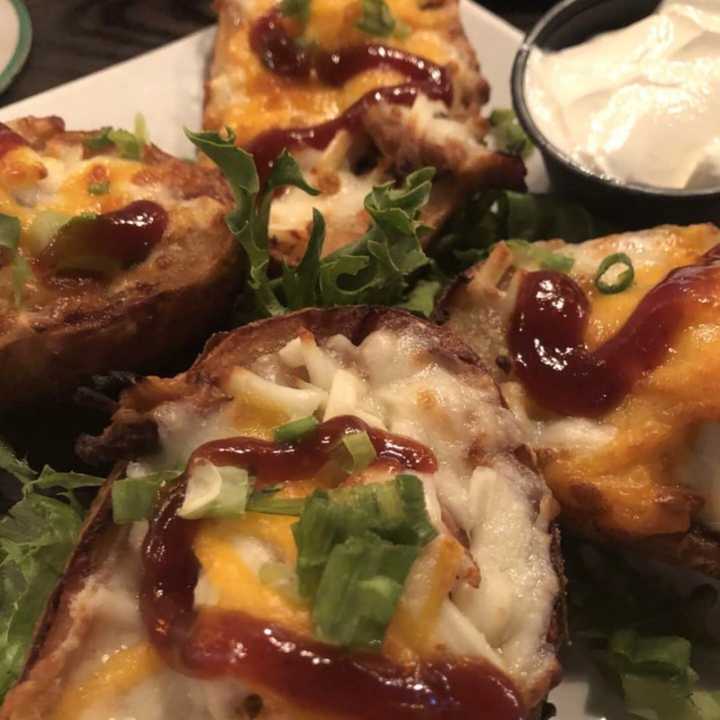 Pulled Pork Potato Skins at Fitzwilly&#x27;s in Northampton