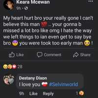 <p>Keara McEwan&#x27;s Facebook post on the passing of SoLo.</p>