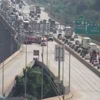 <p>The scene of the crash on I-83 northbound</p>