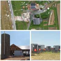 <p>Before and after photos of an Amish farm destroyed by a tornado and being rebuilt by the Amish community in Pennsylvania.</p>