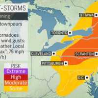 <p>A severe thunderstorm map.</p>