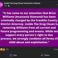 <p>Inside The Drag Closet Interactive Vodcast&#x27;s statement on Brice Williams&#x27; arrest.</p>