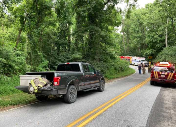 Emergency crews at the scene of the crash.