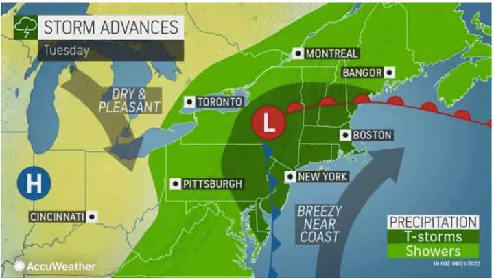 More storms and steadiest rainfall are expected on Tuesday, Aug. 23,