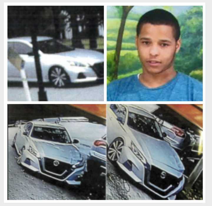 Lykeem Ajibree Bethune, in June 2016 (Note that no photos after 2016, including prison photos, have been publicly released) and surveillance images of the car police are searching for.