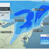 <p>Areas in light blue are expected to see 1 to 3 inches of snowfall, 3 to 6 inches is forecast for areas in darker blue, and 6 to 12 inches in the areas shown in purple.</p>