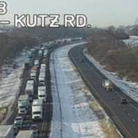 <p>Several miles of backed- up traffic on I-81.</p>