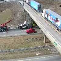 <p>Tractor-trailer into a bridge along Interstate 81.</p>