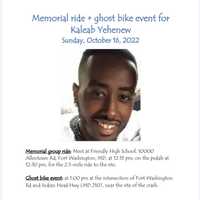 <p>A Ghost Bike Ceremony will be held in memory of Kaleab Yehenew</p>