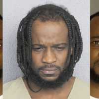 <p>Michael Anthony Baltimore on his wanted poster (left/right) and when he was arrested in Flordia (center).</p>