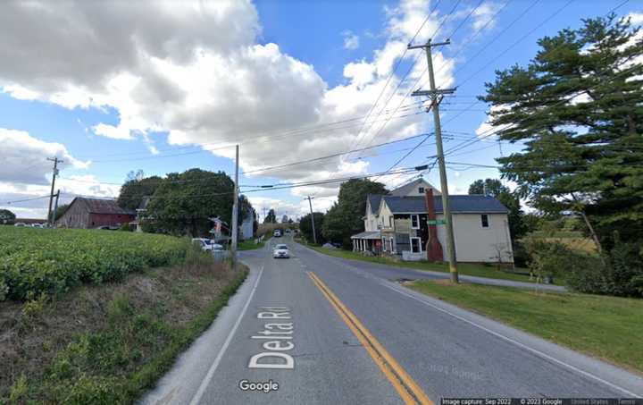 The area where the crash happened on Delta Road, Chanceford Township.