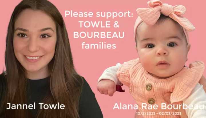 Alana Rae Bourbeau, a 4-month-old girl, died last week in a freak accident when a tree fell on the car she was riding in that was driven by her aunt Jannel Towle.