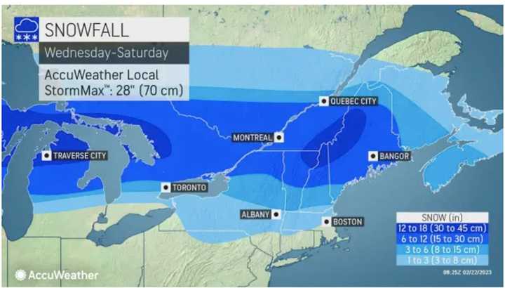 A look at projected snowfall projections for the storm system.