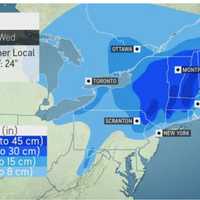 <p>A look at projected snowfall totals from the early week Nor&#x27;easter.</p>