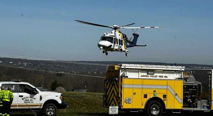 A man was flown to a nearby trauma center after an industrial accident in Hunterdon County on Tuesday, April 11, authorities said.