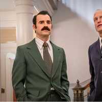 <p>Justin Theroux as G. Gordon Liddy and Wood Harrelson as E. Howard Hunt in the HBO series &#x27;The White House Plumbers.&#x27;</p>