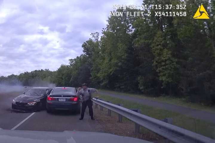 Wild Video Shows Out-Of-Control BMW Narrowly Missing Fairfax County Officer On Traffic Stop