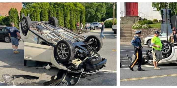 A Dodge driver was taken to a nearby hospital after the vehicle struck a concrete barrier in Hunterdon County and flipped on Thursday, May 25, state police said.