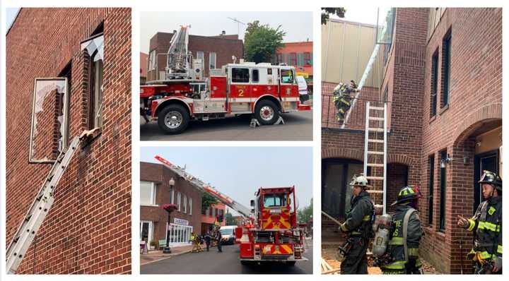 The fire was contained to the building in the 3200 block of Jones Court NW.