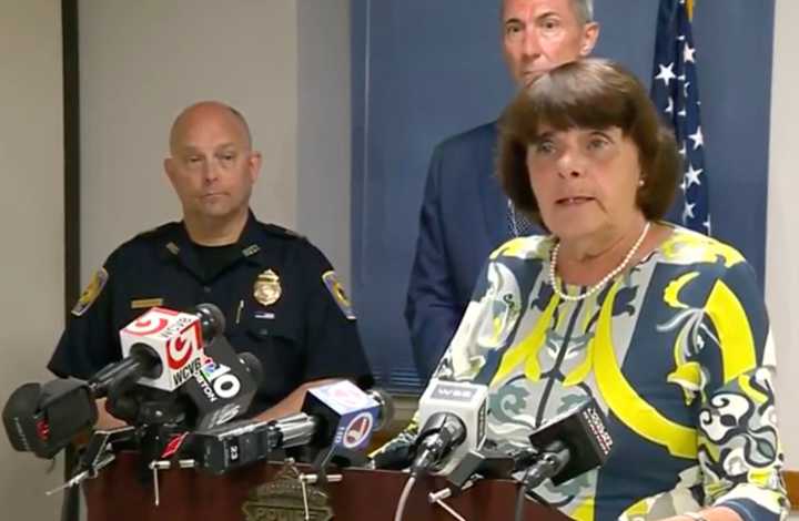 Middlesex District Attorney Marian Ryan announces the charges against Christopher Ferguson on Monday, June 26, in a late-evening press conference. He&#x27;s accused of killing a couple on their 50th wedding anniversary and the woman&#x27;s 96-year-old mother.