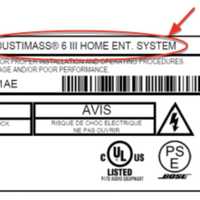 <p>Label of recalled Bose Bass Modules with product name at the top of the label, next to the Bose logo</p>