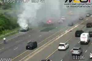 Traffic Tied Up By Car Fire On I-695 In MD