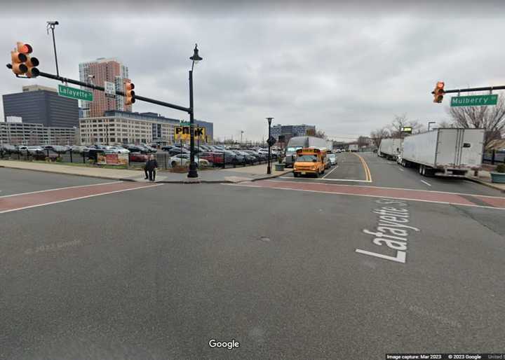 A fire engine collided with a car outside the Prudential Center.