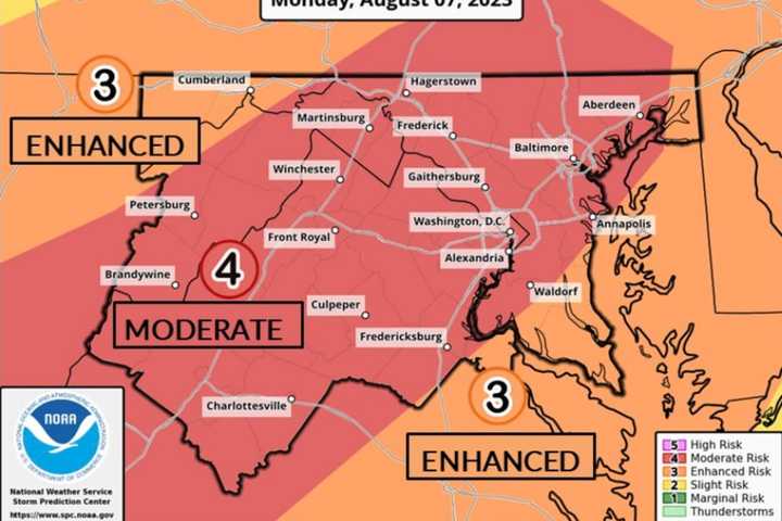 Parts Of DMV Region Under 'First Moderate Risk For Severe Weather In At Least 10 Years'