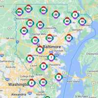 <p>The BGE Outage Map at 9:45 a.m. on Thursday, Aug. 10.</p>