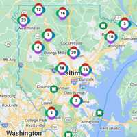 <p>The BGE Outage Map at 3 p.m. on Friday, Aug. 11.</p>