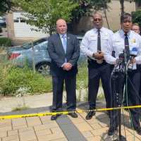 <p>Acting MPD Chief Pamela Smith at the scene of the shooting.</p>