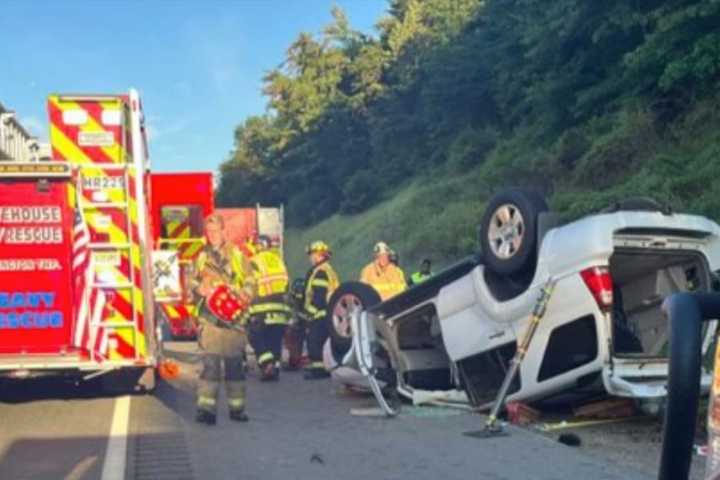 Pair Hospitalized After Vehicle Flips On Rt. 78 In Hunterdon County