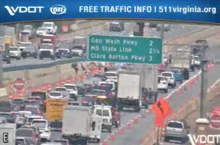 Traffic was backed up for miles on I-495 in Virginia on Monday morning.