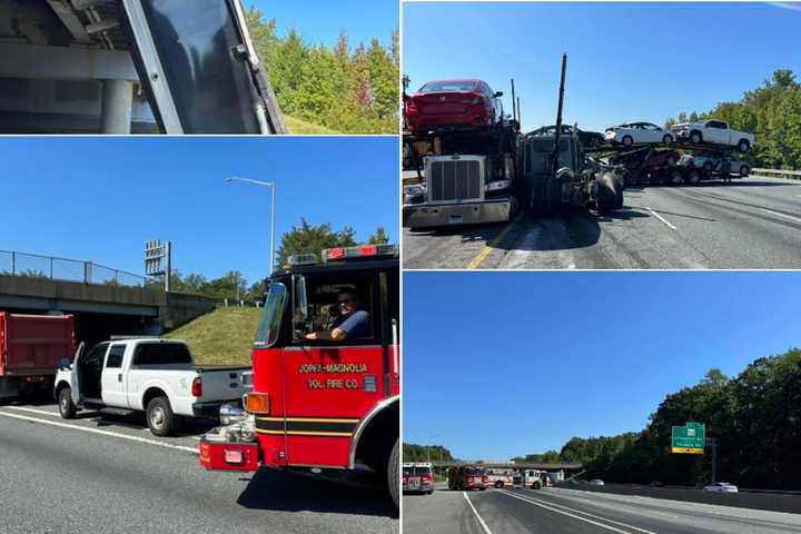 Truck Striking Overpass On I-95 Shuts Down Traffic In Maryland (PHOTOS)