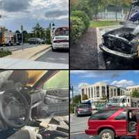 <p>The SUV was destroyed by fire on Monday afternoon.</p>