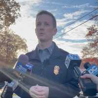 <p>Fairfax County Police Lt. Jim Curry at the scene of the fatal crash.</p>