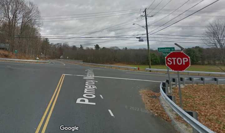 The man drove through this intersection on Pomeroy Meadow Road, Loudville Road, and Glendale Street, struck the guardrail, and was briefly airborne before he crashed into a nearby field, police said.&nbsp;