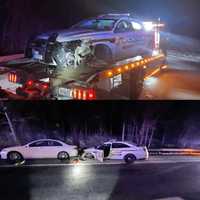 <p>Two cruisers were damaged in separate crashes in Montgomery County.</p>