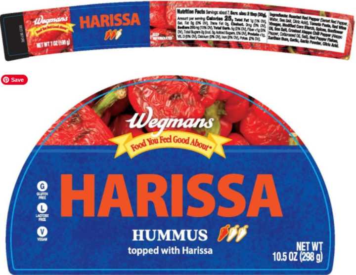 The packaging of the recalled&nbsp;Wegmans Harissa Hummus Topped with Harissa.&nbsp;