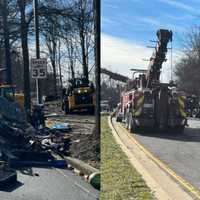 <p>The aftermath of the tractor-trailer fire in Montgomery County.</p>