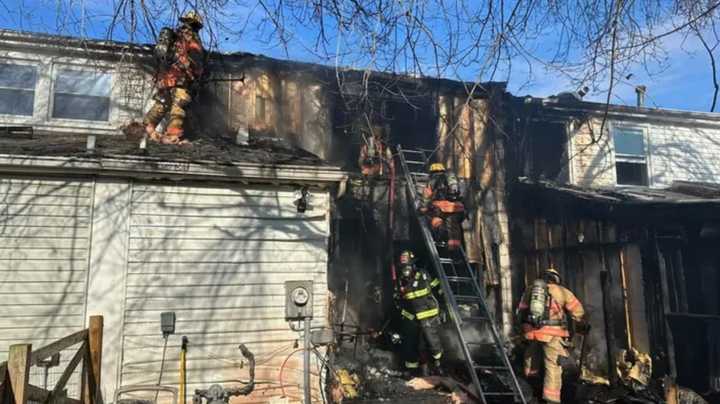 Firefighters battling the blaze