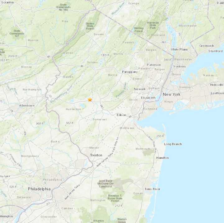 A small earthquake was felt in Hunterdon County.