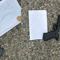 <p>The recovered weapons at the scene in Prince George's County</p>