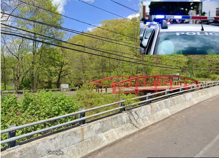 The Red River Bridge area in Meriden where the pipe bomb was found.&nbsp;