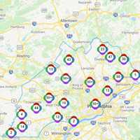 <p>PECO outages as of 12 p.m. Thursday</p>