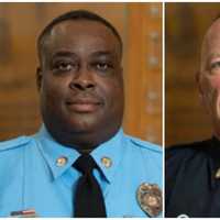 <p>Bridgewater College campus police officer John Painter and campus safety officer J.J. Jefferson.</p>