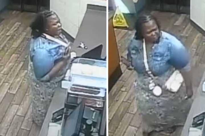 Suffolk County Police are searching for a woman who was caught on camera spitting on an employee at a Shirley Wendy&#x27;s.