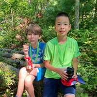 <p>Two campers from last year&#x27;s sibling retreat</p>